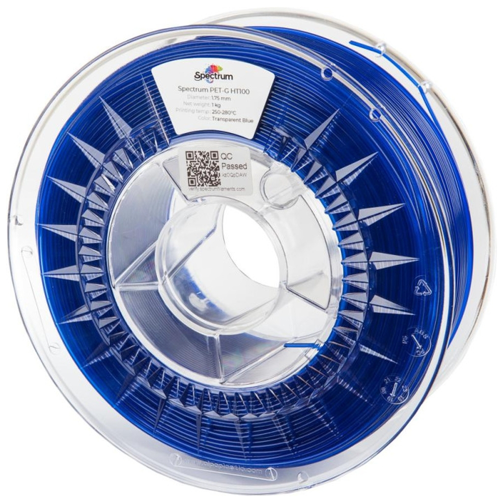 Пластик для 3D-принтера Spectrum PET-G HT100 1.75mm 1kg TRANSPARENT BLUE (80403)