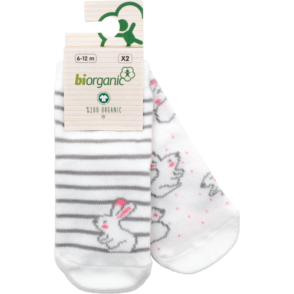 Шкарпетки дитячі Bibaby із зайчиками (68237-18-24-creampink)