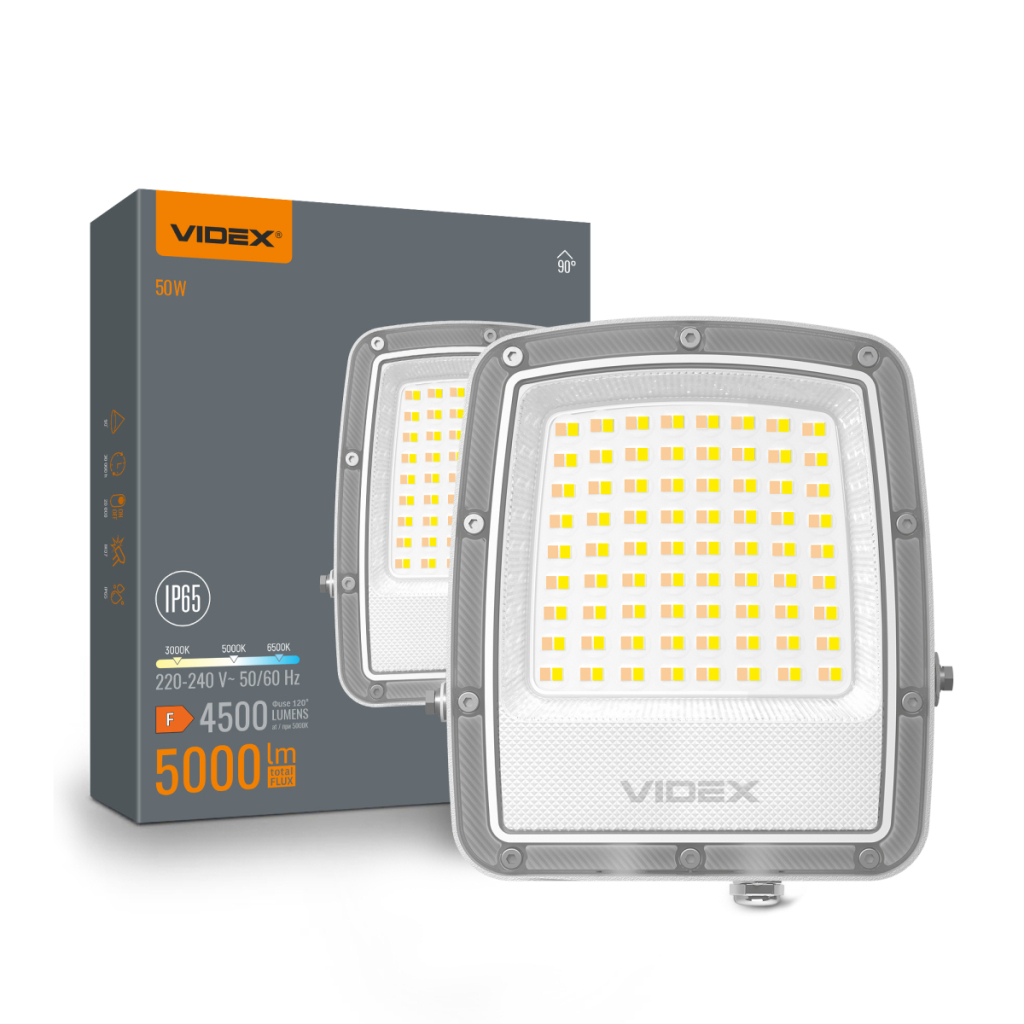 Прожектор Videx F5 50W 3000-5000-6500K 230V White (VL-F5-050CW) Прожектор Videx F5 50W 3000-5000-6500K 230V White (VL-F5-050CW)
