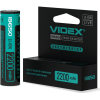Акумулятор 18650 2200mAh Li-Ion, protect, color box/1шт Videx (18650-P/2200/1CB)