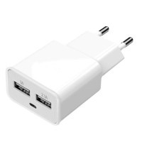 Зарядний пристрій Florence 2*USB, 2.0A white (FW-2U020W)