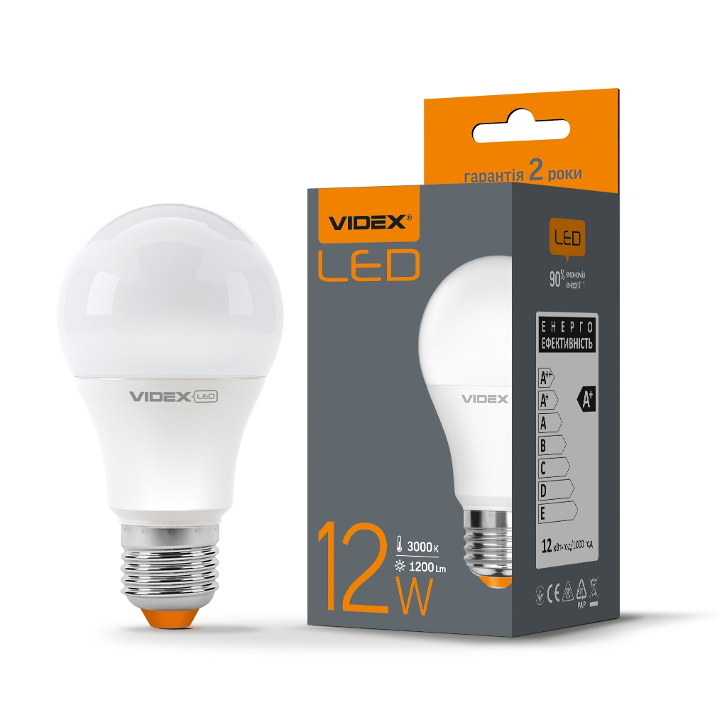 Лампочка Videx A60e 12W E27 3000K (VL-A60e-12273)