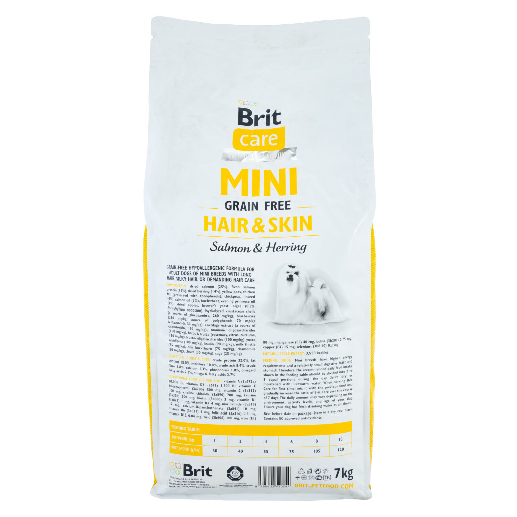 Сухий корм для собак Brit Care GF Mini Hair & Skin 7 кг (8595602520244)