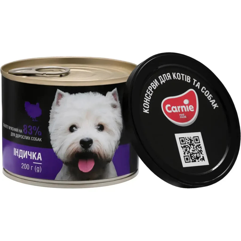 Консерви для собак Carnie Dog м'ясний паштет з індичкою 200 г (4820255190167)