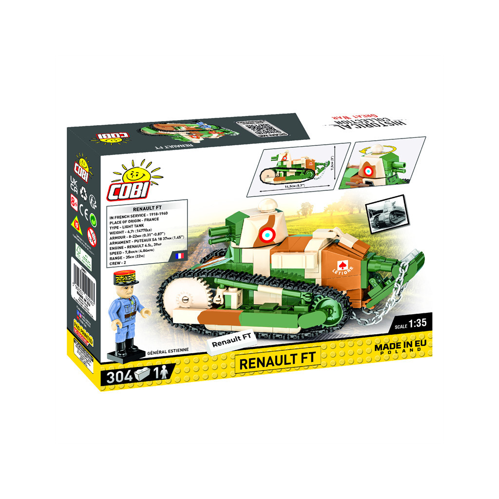 Конструктор Cobi Перша Світова Війна Танк Рено FT-17, 304 деталей (COBI-2991) Конструктор Cobi Перша Світова Війна Танк Рено FT-17, 304 деталей (COBI-2991)