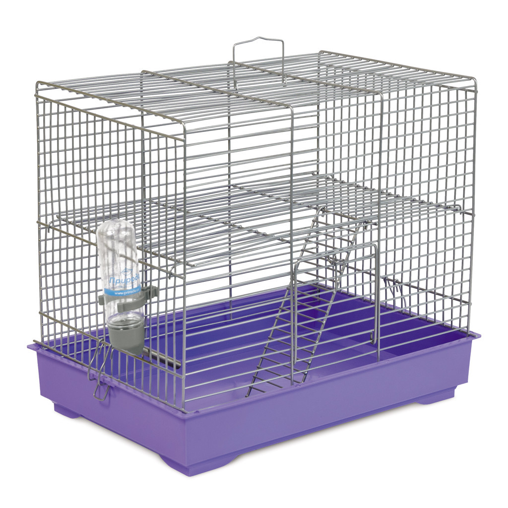 Клітка для гризунів Природа Міки 37x32x26 см з драбинкою хром/фіолетова (4823082415151)
