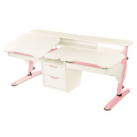 Desk Pondi Ergonomic transformer for 2 children White-pink (BL311РЗ)