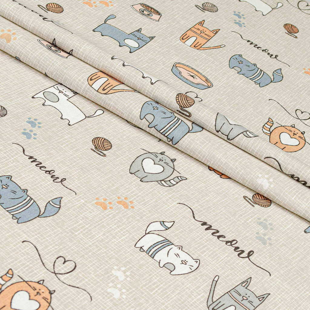 Постільна білизна Home Line Котяча радість бежевий бязь полуторний (174437) Постільна білизна Home Line Котяча радість бежевий бязь полуторний (174437)