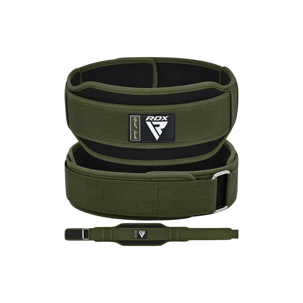 Атлетичний пояс RDX RX5 Double Belt неопреновий Army Green S (WBD-RX5AG-S)