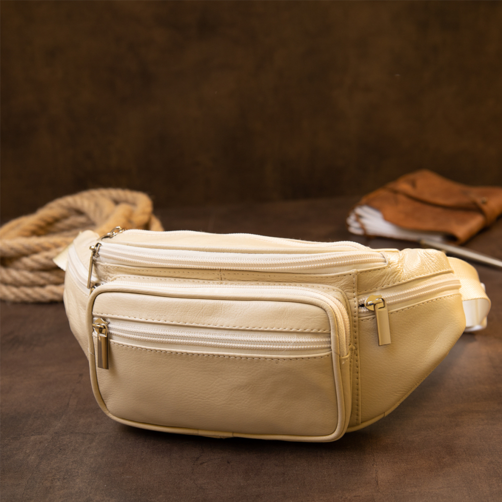 Сумка Vintage Бананка поясна унісекс Біла (20440)