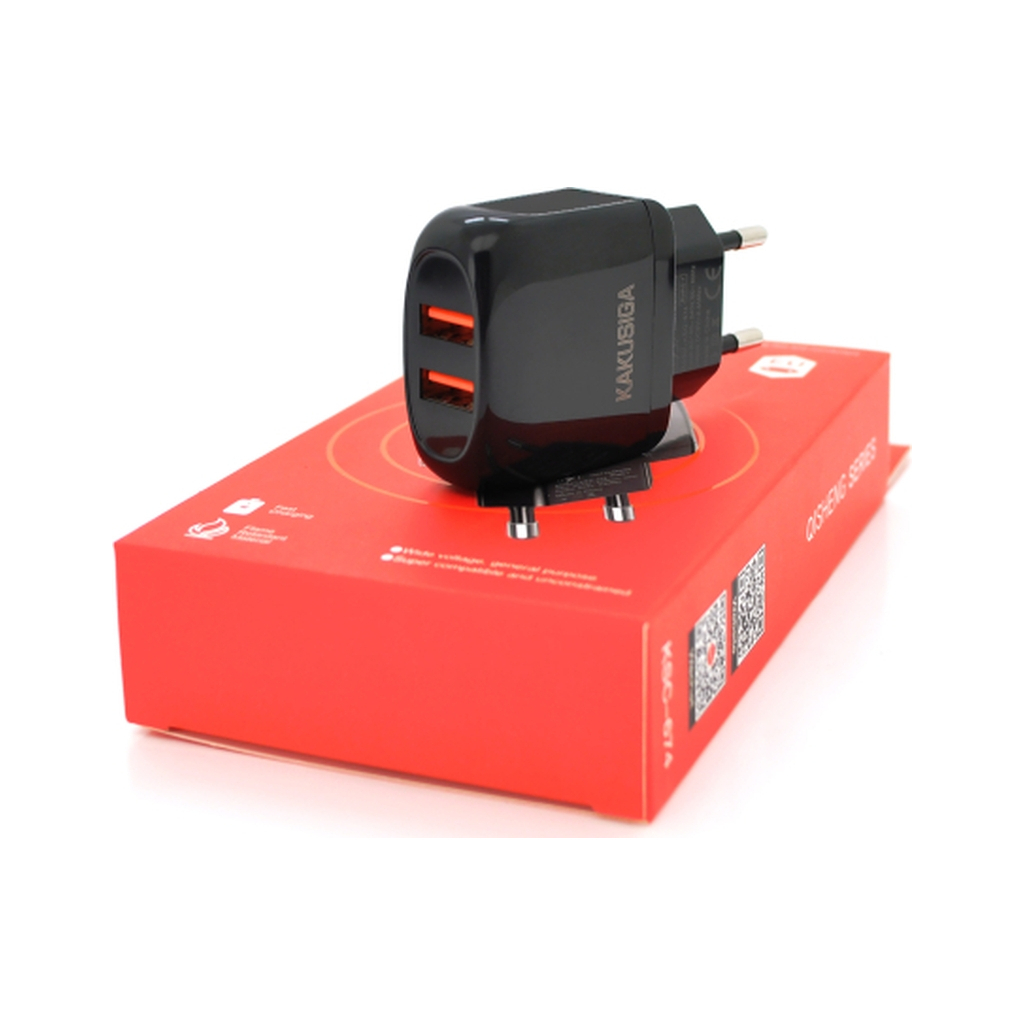 Зарядний пристрій KAKUSIGA 2xUSB 12W black (KSC-674-QISHENG-B) Зарядний пристрій KAKUSIGA 2xUSB 12W black (KSC-674-QISHENG-B)