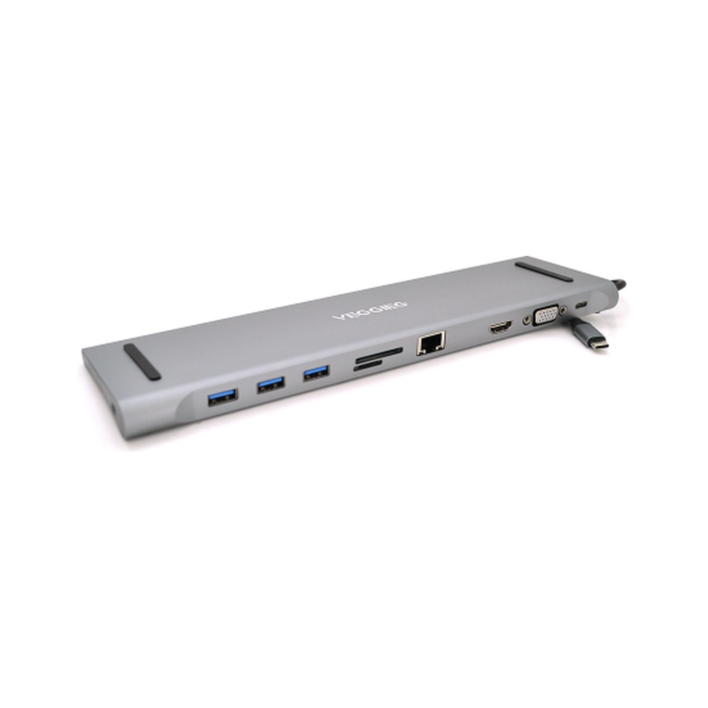 Концентратор VEGGIEG USB-C 8-in-1 USB-C + 3xUSB 3.0 + HDMI + VGA + 3.5mm + SD/TF + RJ45 0.1m silver (TC10) Концентратор VEGGIEG USB-C 8-in-1 USB-C + 3xUSB 3.0 + HDMI + VGA + 3.5mm + SD/TF + RJ45 0.1m silver (TC10)