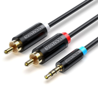 Кабель мультимедійний 3.5mm M to 2xRCA M 2.0m black VENTION (BCLBH)
