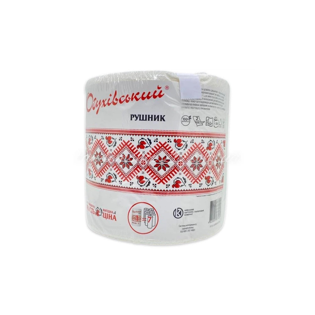 Паперові рушники Обухівський 2 шари 350 відривів 1 рулон (4820003837481)