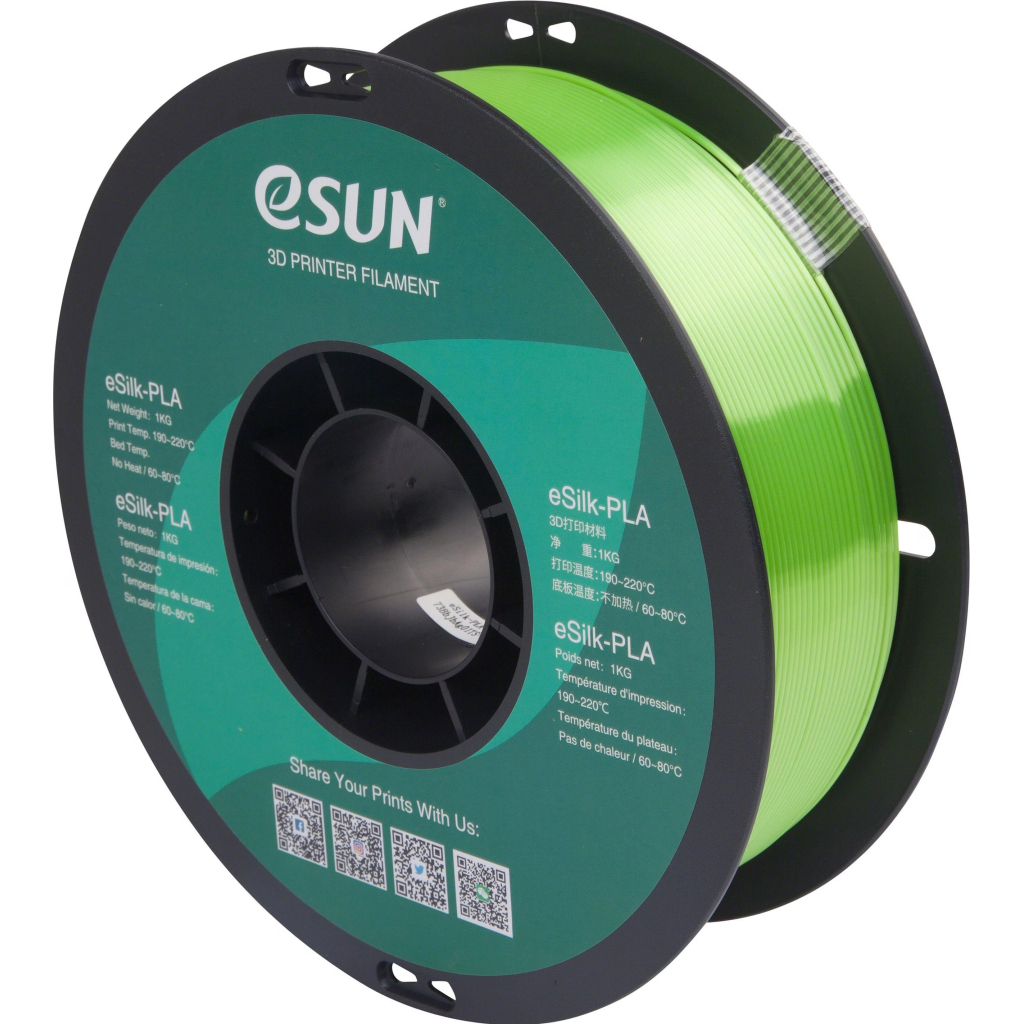 Пластик для 3D-принтера eSUN ePLA-Silk 1,75mm 1kg GREEN, LIME (EPLA-SILK-P175LI1)
