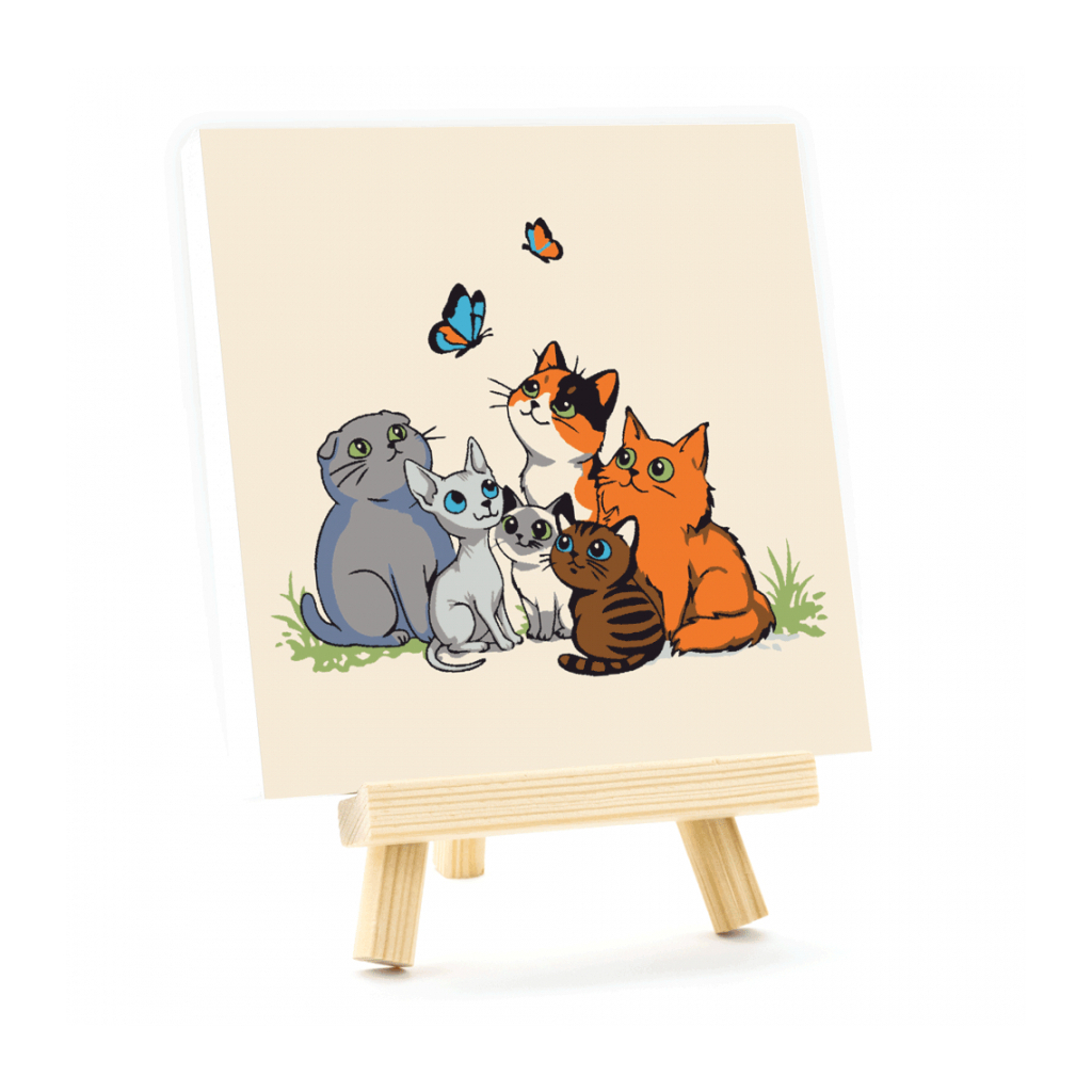 Картина по номерам Rosa Funny Cats, 15х15см, з мольбертом (4823098548577)