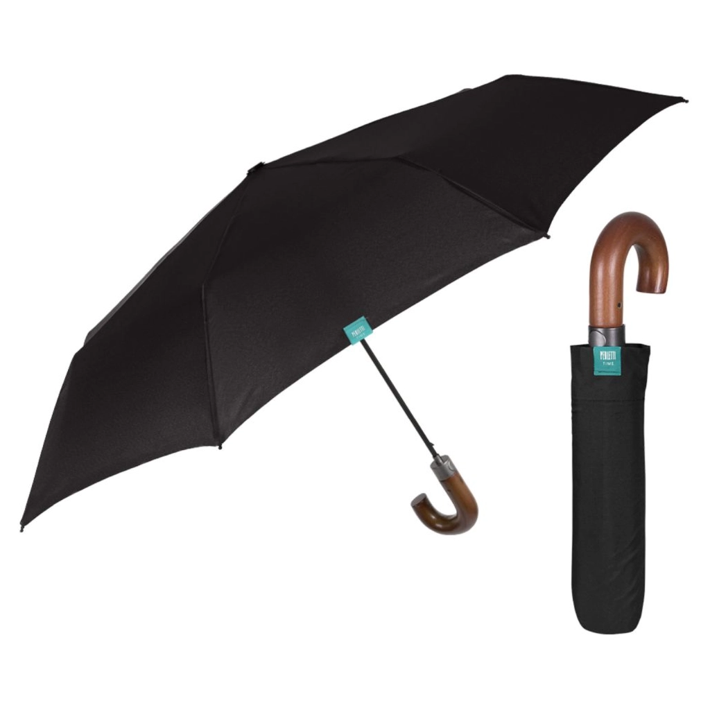 Парасоля Perletti Time складана автоматична, чорна (P26351)