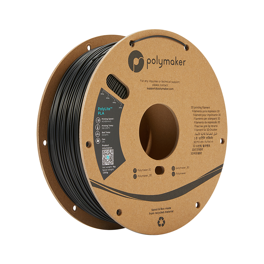 Пластик для 3D-принтера Polymaker PLA POLYLITE 1,75mm 1kg BLACK (PA02001)