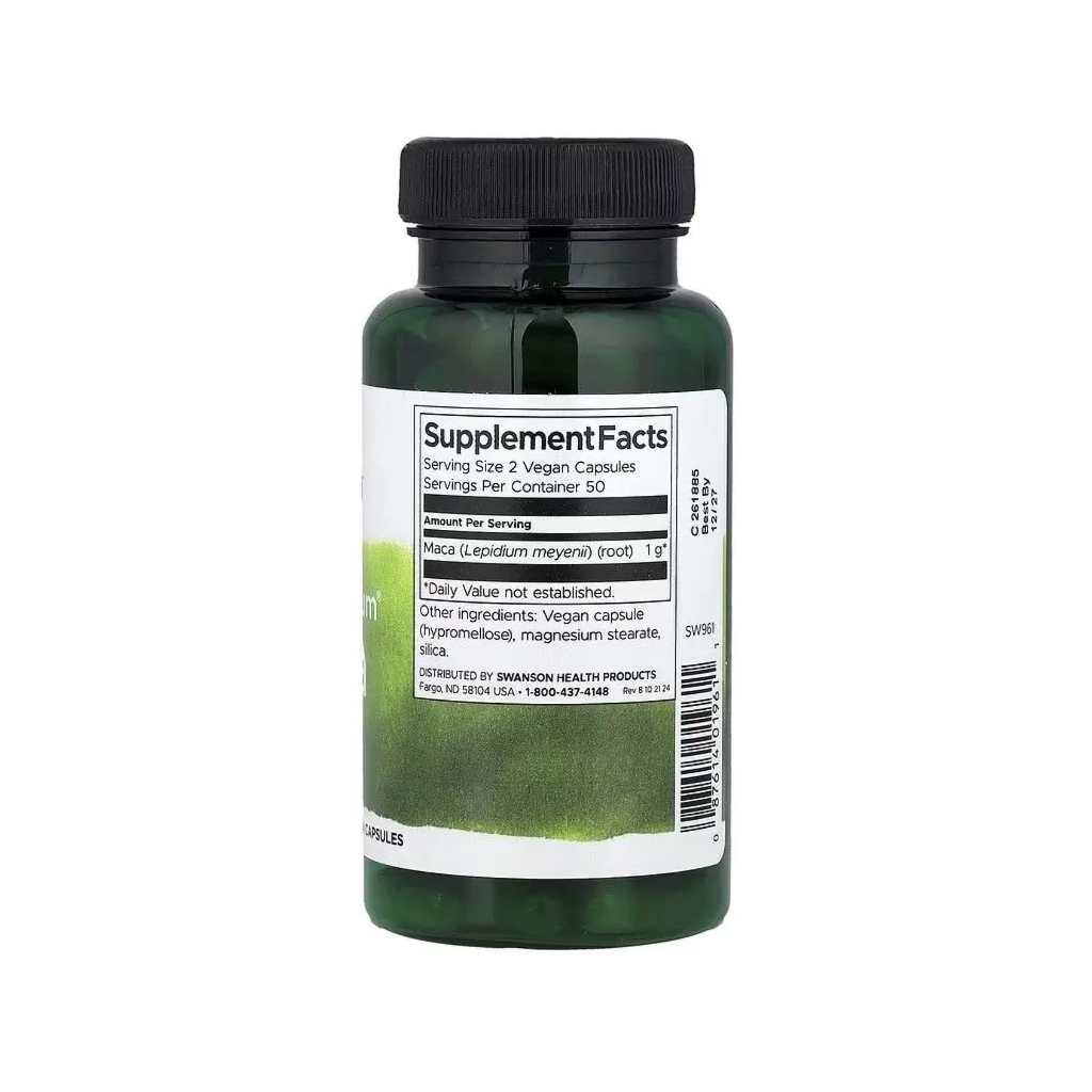 Вітамінно-мінеральний комплекс Swanson Maca, 500 мг, Full Spectrum Maca, 100 веганських капсул (SWV01961)