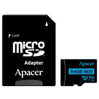 Карта пам'яті Apacer 64GB microSDHC class 10 UHS-I U3 V30 (AP64GMCSX10U7-R)