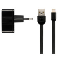 Зарядний пристрій Remax 2.4 A Dual USB Charger + Data Cable for Lightning, black (RP-U215I-BLACK)