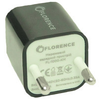 Зарядний пристрій Florence 1USB 1A + microUSB cable black (FL-1000-KM) (FL-1000-KM)