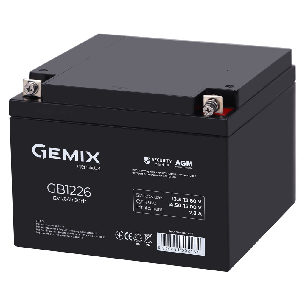 Батарея до ДБЖ Gemix GB 12V 26Ah Security (GB1226) Батарея до ДБЖ Gemix GB 12V 26Ah Security (GB1226)