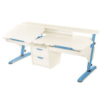 Desk Pondi Ergonomic transformer for 2 children White-blue (BL311СН)