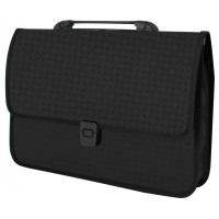 Folder - Economix briefcase with clasp, Vysyvanka texture, black (E31641-01)