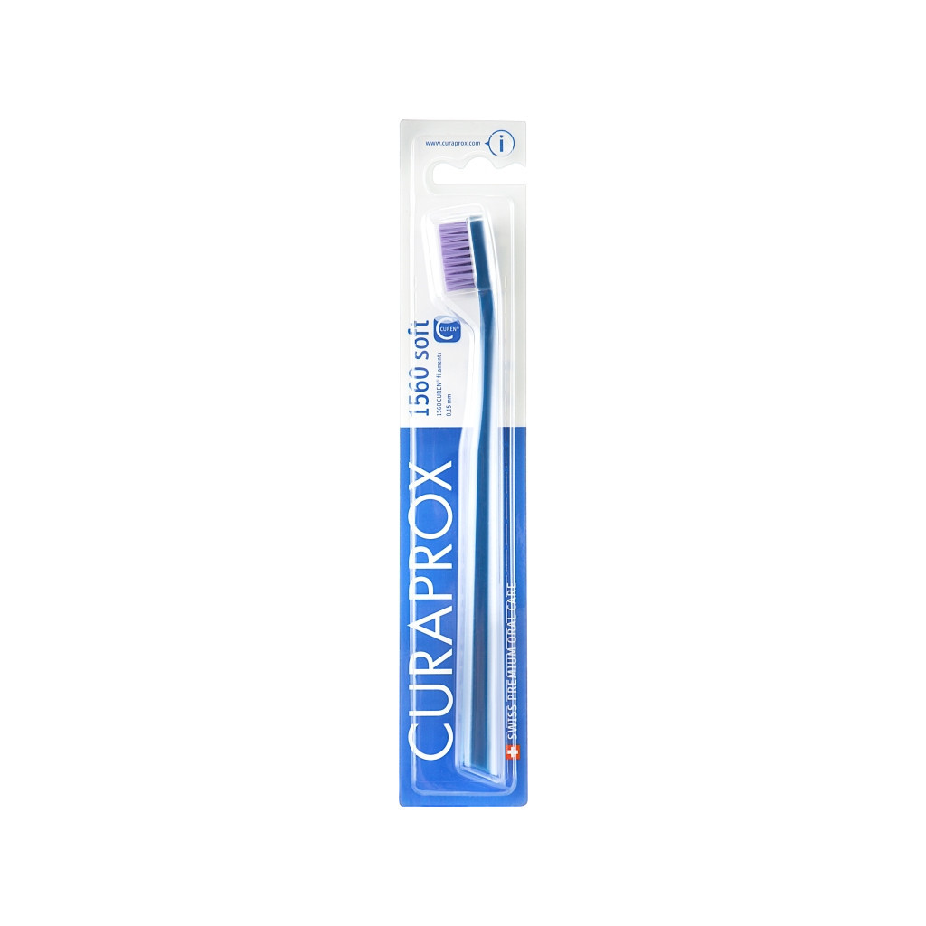 Зубна щітка Curaprox CS 1560 Soft М'яка D 0.15 мм Синя з фіолетовою щетиною (CS 1560-04)
