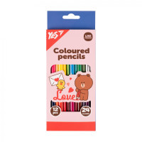 Colored pencils Yes Line Friends Choco love double-sided 12 pcs. 24 rounds (290746)