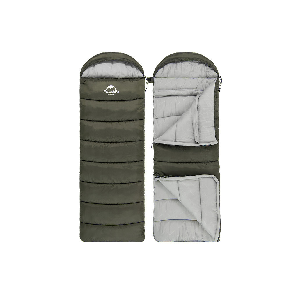 Спальний мішок Naturehike з капюшоном U250 NH20MSD07 (6°C) лівий, темно-зелений (6927595767214-L)