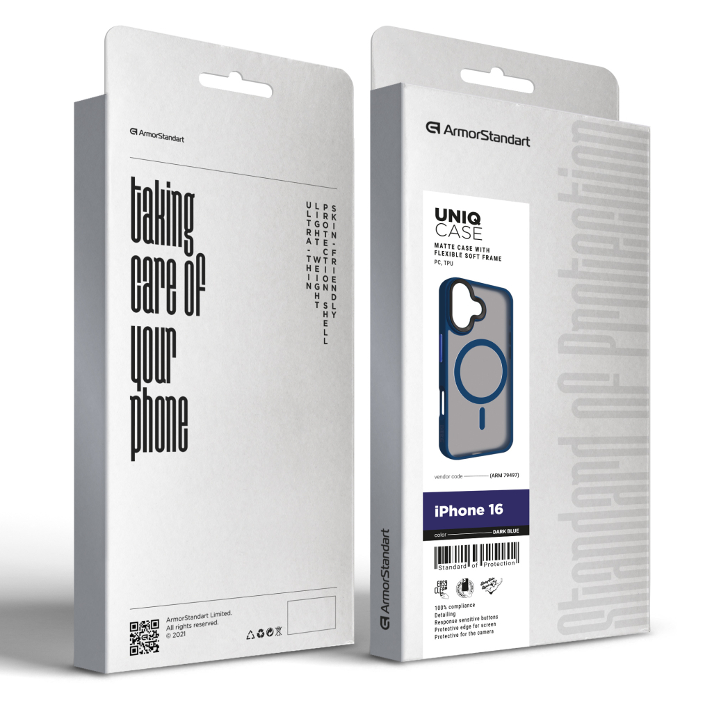 Чохол до мобільного телефона Armorstandart Uniq MagSafe Apple iPhone 16 Dark Blue (ARM79497) Чохол до мобільного телефона Armorstandart Uniq MagSafe Apple iPhone 16 Dark Blue (ARM79497)