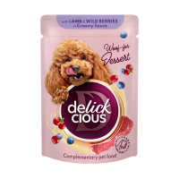 Wet dog food Delickcious Flakes with lamb and wild berries in cream sauce 80 g (4820269141858)
