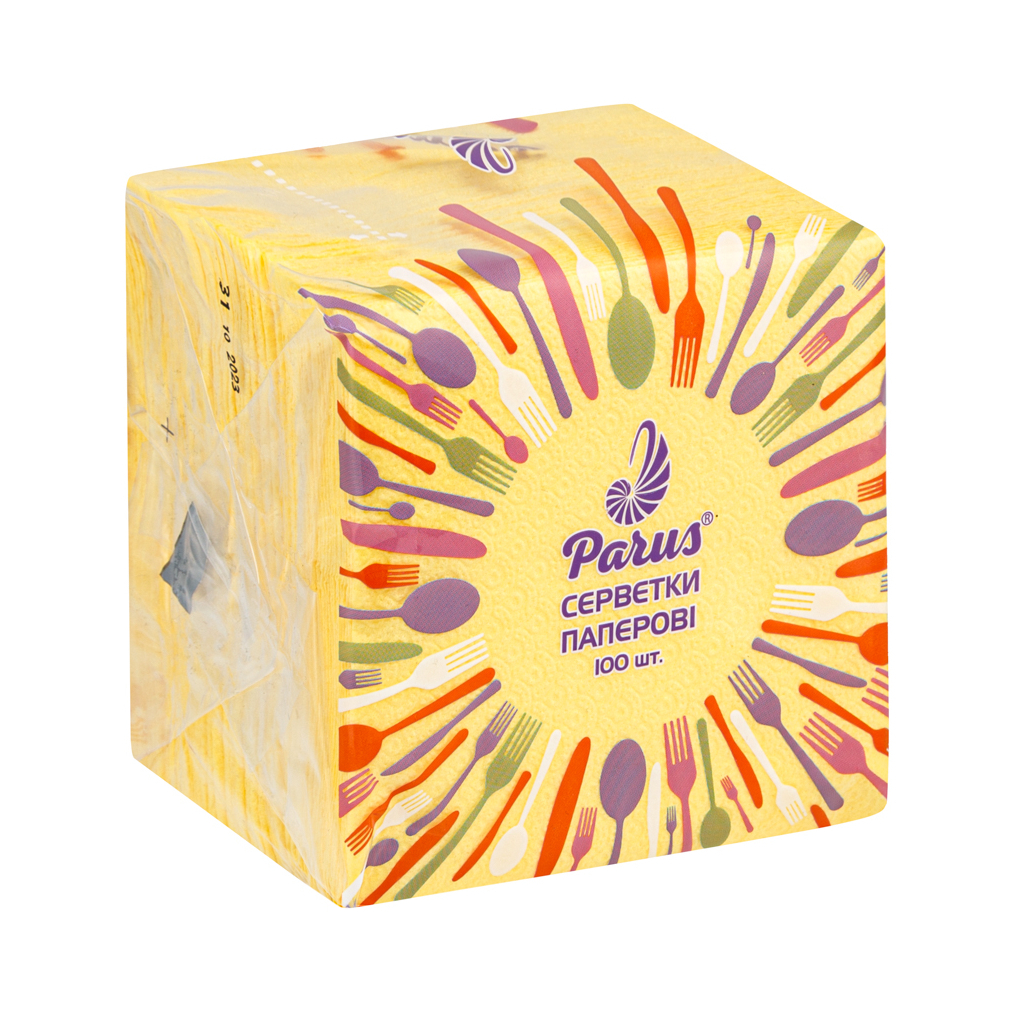 Серветки столові Parus 1 шар Жовті 100 шт. (4820044170080)