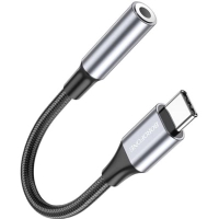 Перехідник USB-C to 3.5mm F 0.12m BV16 metal grey BOROFONE (6974443389975)