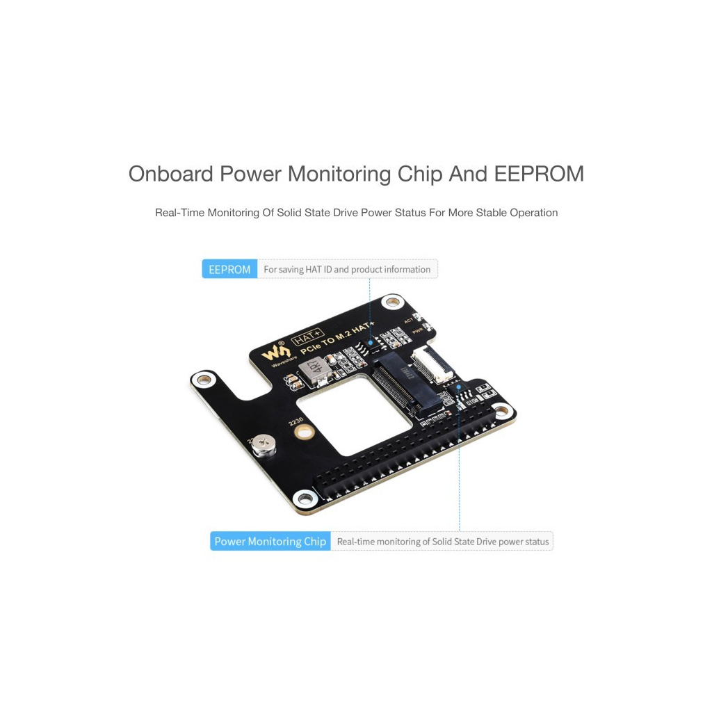 Плата розширення для Мікро ПК Waveshare Плата розширення для Raspberry Pi 5 PCIe to M.2 (WAV-26583)