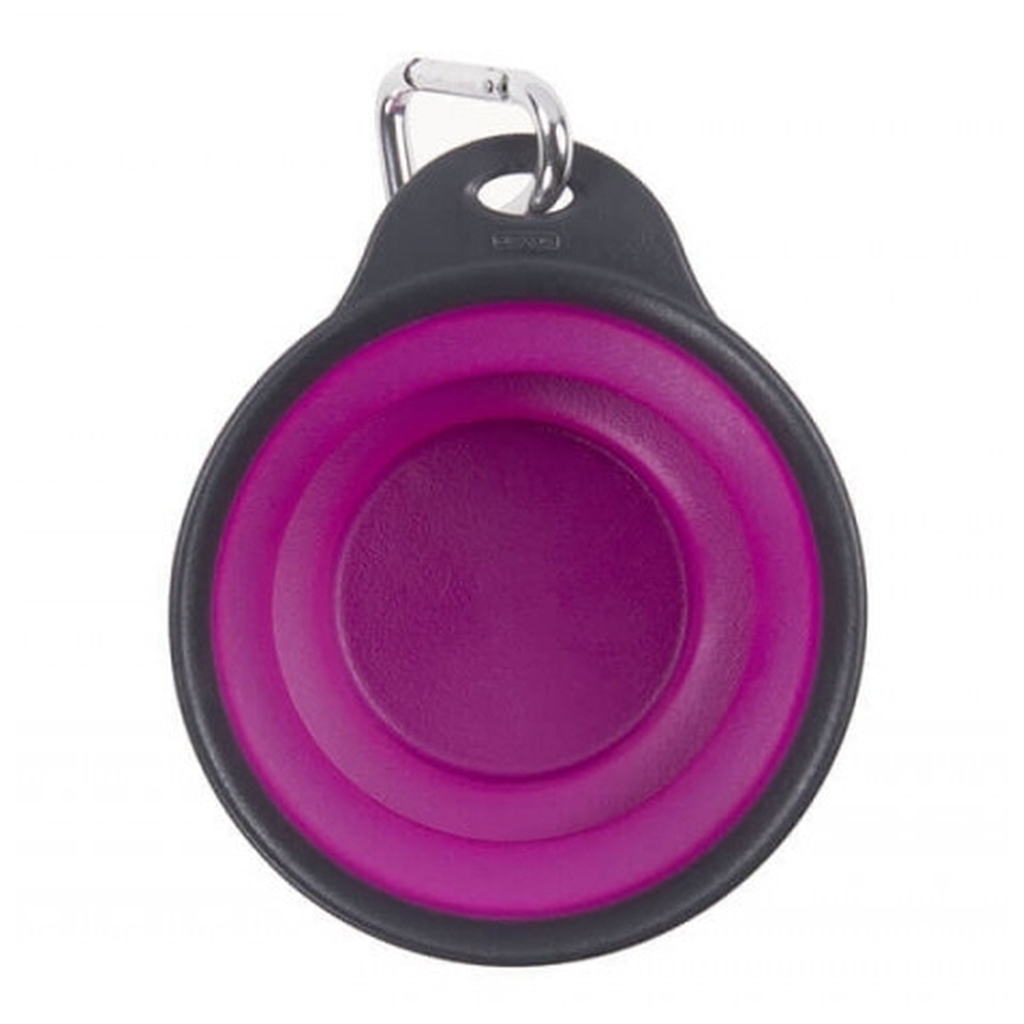 Посуд для собак Dexas Дорожня складна миска Тревел Кап з карабіном мала 240 мл (пурпурна) (0084297309138)