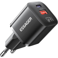 Зарядний пристрій Essager 1xUSB + 1xUSB-C PD20W GaN (ECTAC-HMB01-P)