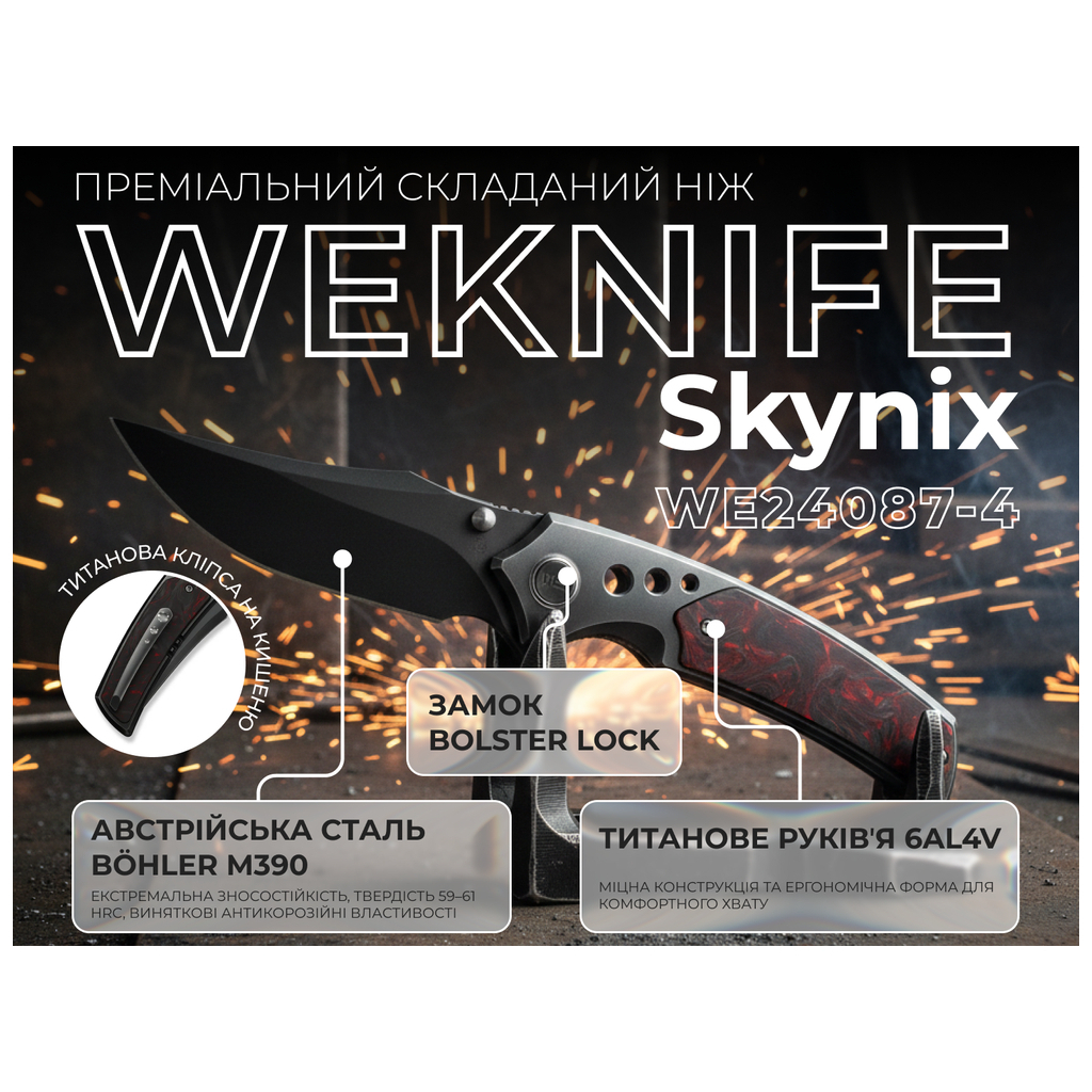 Ніж Weknife Skynix Red Carbon (WE24087-4)
