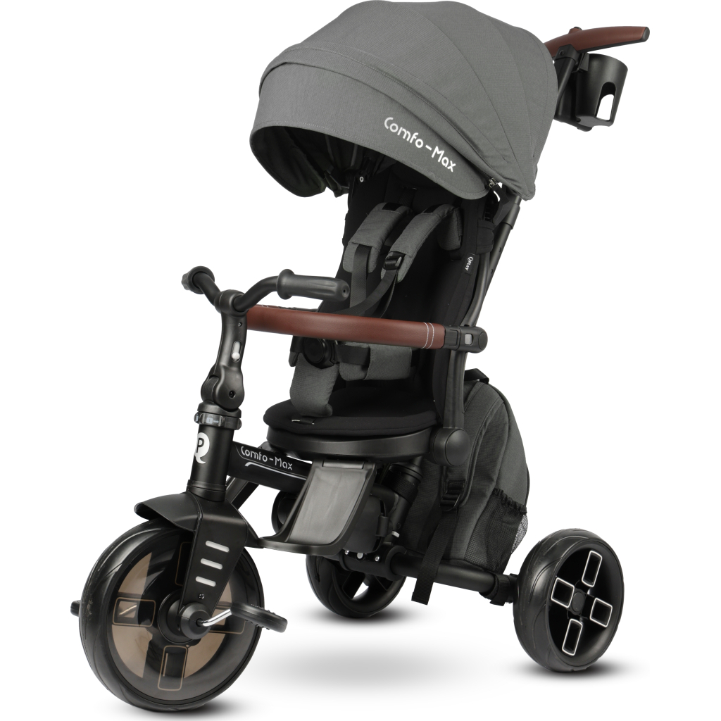 Дитячий велосипед QPlay Comfo Max складаний триколісний Grey (T70 ComfoMaxGrey)