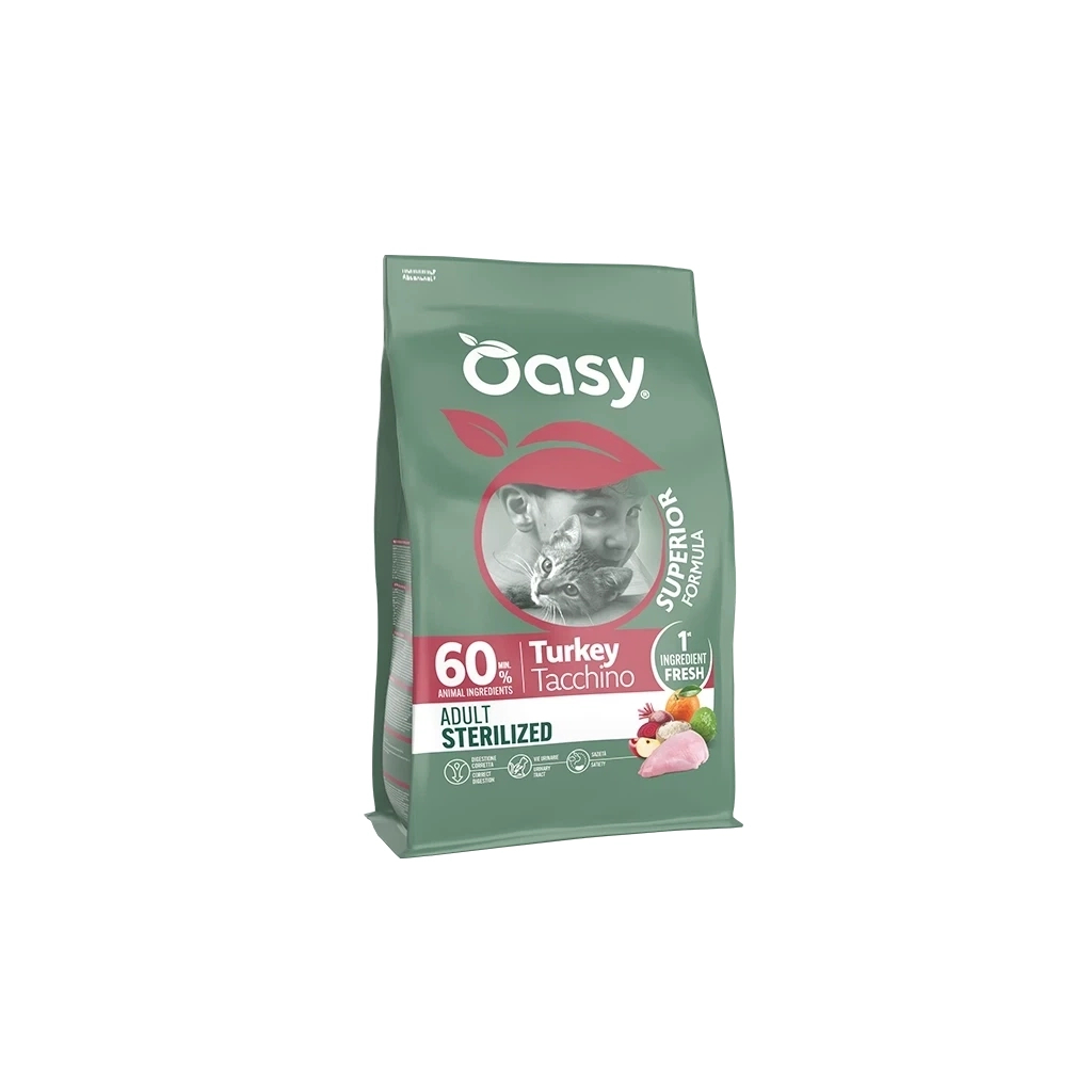 Сухий корм для кішок OASY Dry Cat Superior Sterilized індичка 300 г (8054329515631)