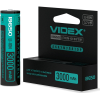 Акумулятор 18650 3000mAh Li-Ion, protect, color box/1шт Videx (18650-P/3000/1CB)