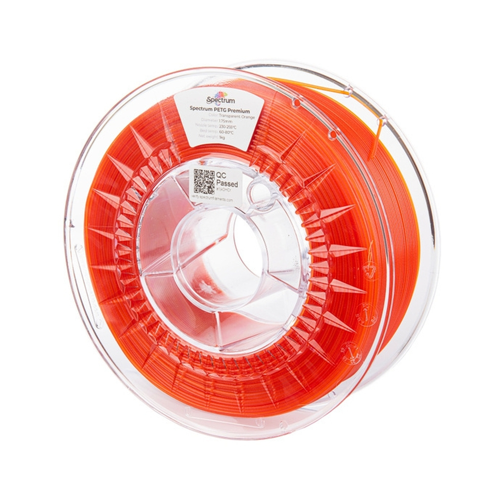 Пластик для 3D-принтера Spectrum PET-G Premium Transparent 1.75mm 1kg Orange (80051)