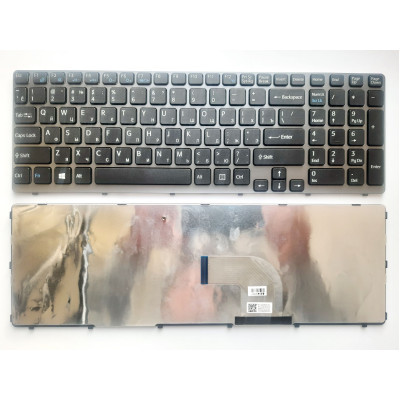 Laptop keyboard Sony SVE15 (E15 Series) black with gray frame UA (9Z.N6CSW.G01/SEGSW/SEKSW)