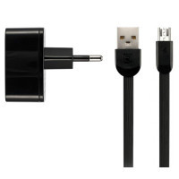 Зарядний пристрій Remax 2.4 A Dual USB Charger + Data Cable for Type-C, black (RP-U215A-BLACK)