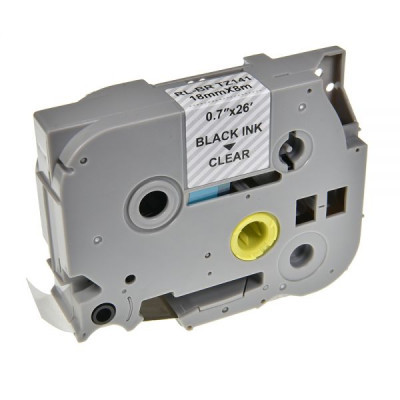 Label printer tape UKRMARK RL-B-T141P-BK/CL, analogue of TZE141. 18 mm x 8 m (CBTZ141)