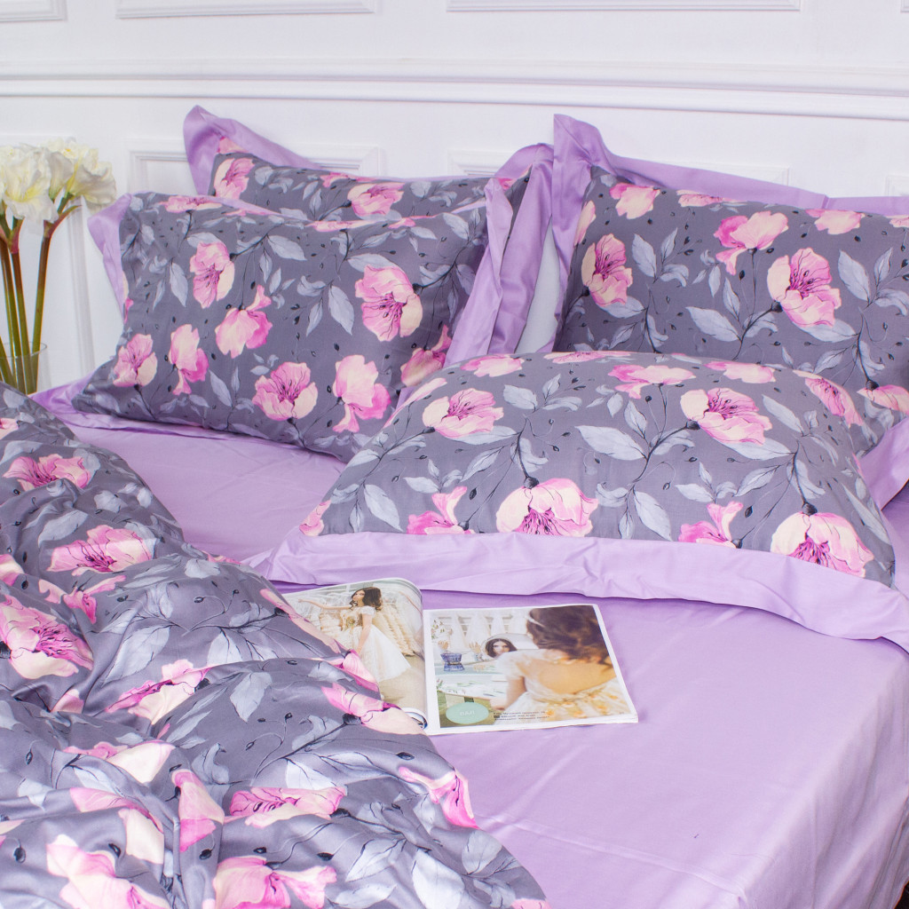 Постільна білизна MirSon Satin print Elit Aster 200х220 Євро (2200005393857)