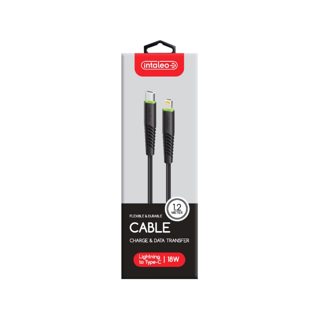 Дата кабель USB-C to Lightning 1.2m CBFLEXTL1 18W black Intaleo (1283126542459)