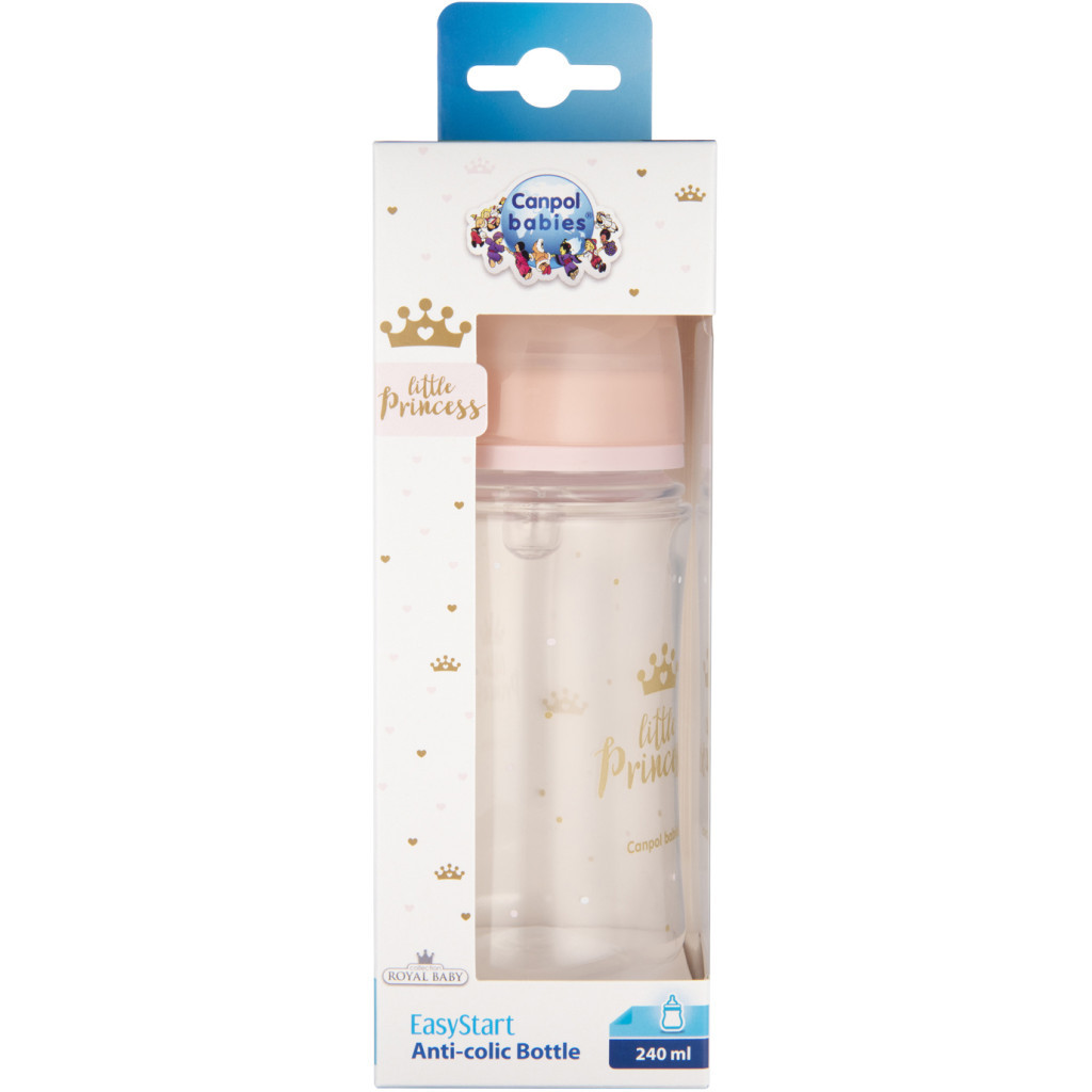 Пляшечка для годування Canpol babies Royal Baby з широким отвором 240 мл Рожева (35/234_pin)